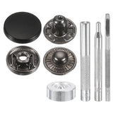 24Set 17mm Leather Snap Fastener Kit 2.76" Long W 4 Install Tools Matte Black Model
