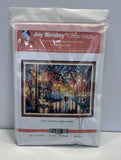 Joy Sunday Pre-Printed Cross Stitch Kit Rainy Night Couple ZY078 Cotton Floss Model