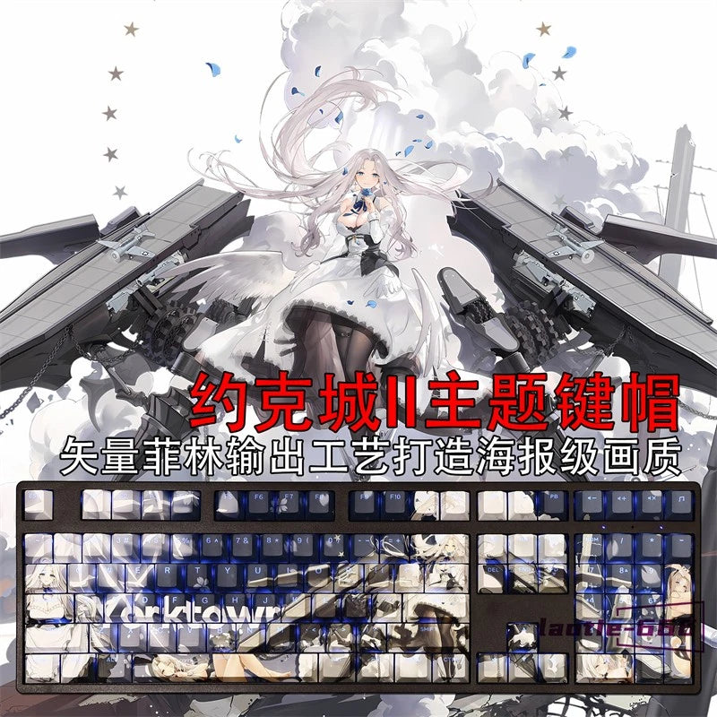 Azur Lane Yorktown II Keycaps Dye-sub PBT 108 Keys New for Cherry MX Keyboard Model