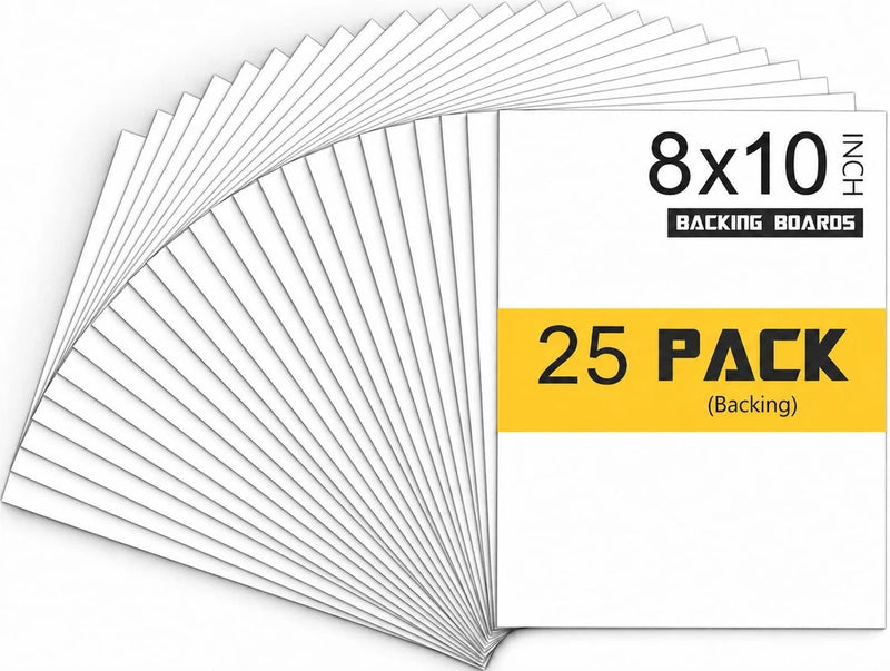 White AcidFree Uncut Mat Picture Backing Boards 8x10 Inch 25 Pack Set Model