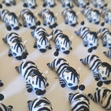 Mini Zebra Figurines Lot, Black & White Plastic Animal Miniatures Model