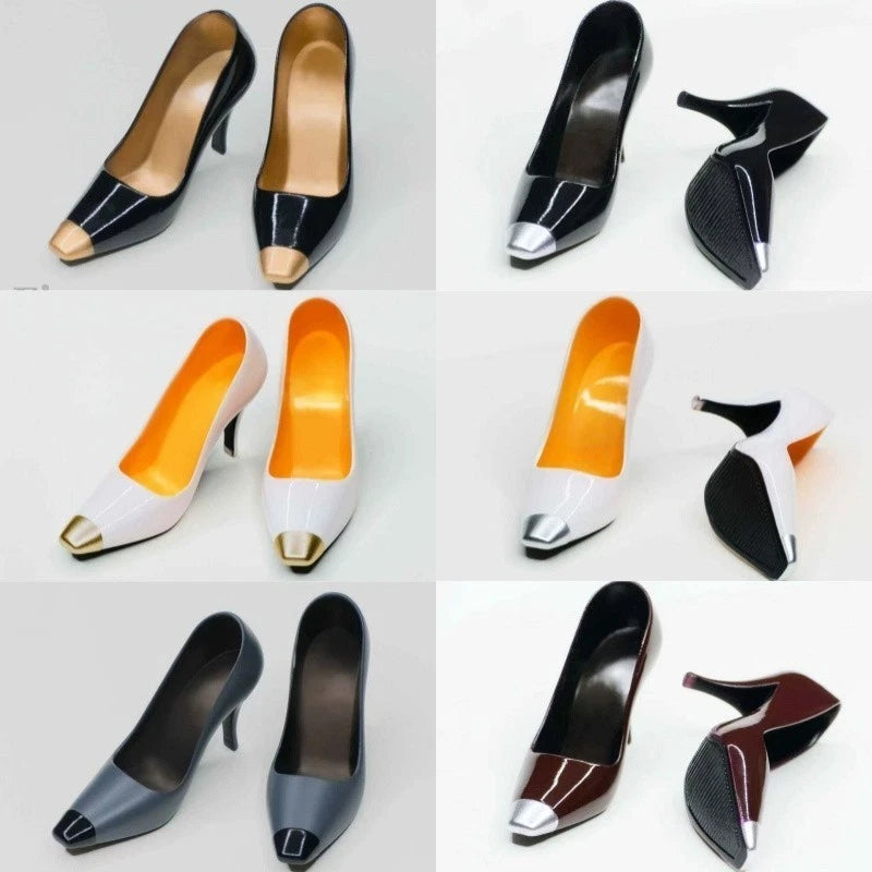 L-H-004 1/6 Square Toe High Heels Shoes Model fit 12'' Female Action Figure Toy Model