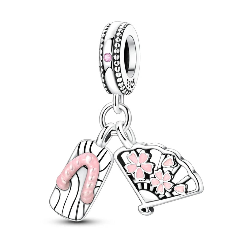 MULA 925 Sterling Silver DIY Charm Clog Fan Pendant fit Women Bracelet Jewelry Charms
