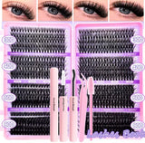 DIY Lash Extension Kit Clusters Individual Eyelashes Kit 9-16mm with Bond and Se Model