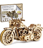 Wooden City Mechanical Model V-Twin Cruiser Motorcycle- New in box Model
