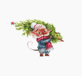 New Luca-S Cross Stitch Kit Mouse with Fir Tree-B1169 Model