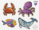 DIY Cross Stitch Kit on Wood "Marine Life" Model