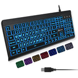 "Large Print Backlit Keyboard with 7Color LED for Windows and PC" Model
