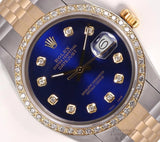 Rolex Datejust 36mm Yellow Gold & Steel Jubilee Diamond Bezel Blue Diamond Dial Model