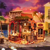 Rolife 3D LED Cheers Bar & Dining Dollhouse Miniature Wooden House  Adult Gifts Model