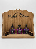 NEW Halloween Wicked Potions Wooden Shelf Display W/ Potion Bottles Gothic Decor Model