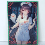 Hu Tao Nurse Holo Hearts Waifu Card Anime Girl Wall Art Oversized Board A5 Model