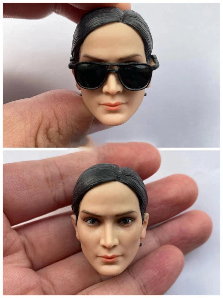 1/6 Scale Carrie-Anne Moss Trinity Agent Head Carving Sculpt Model Toys Model