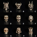 White Copper Paracord Beads Lanyard Bead Keychain Charm Pendant Skull Charms
