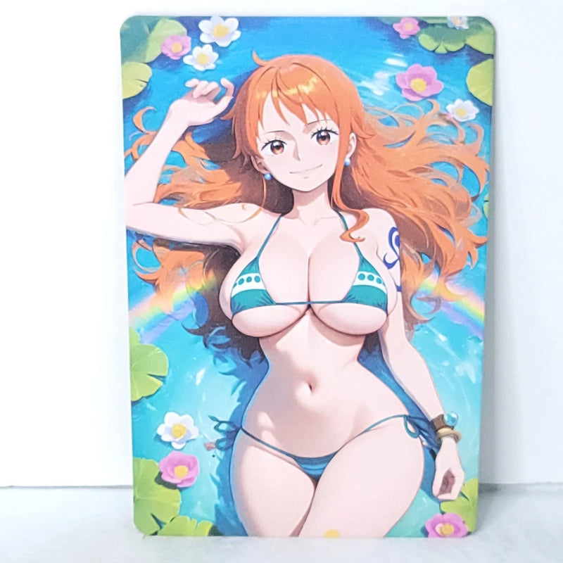 Nami Rainbow Bikini Waifu Card Anime Girl Wall Art Oversized Board A5 Model