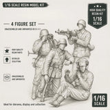 1/16 WWII Military Assault Squad 4 Resin Soldier Figures Model Kit Unpainted Model