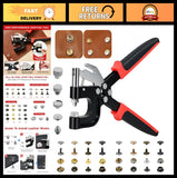 Leather Craft Tool Kit - 160 Double Cap Rivets & 40 Snap Fasteners with Heavy Du Model