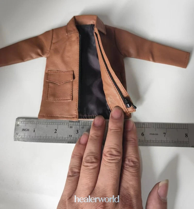 1/6 Male Soldier Brown PU Leather Coat Jacket Model 12" Action Figure Model
