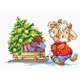 New Luca-S Cross Stitch Kit Calf with Christmas tree-B1181 Model