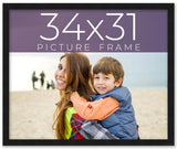 34x31 Frame Black Real Wood Picture Frame Width 0.75 inches | Interior Frame Dep Model