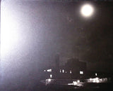 Vintage Art Board Photograph Moonlit Factory Building Under the Night Sky Model
