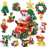 MOC 10-in-1 Christmas Santa Deer Train House Building Block Model Kit Toy Gift Model