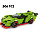MOC Car Famous Car Lime Green Building Block Model Kit Toy Gift 206 Pcs Model