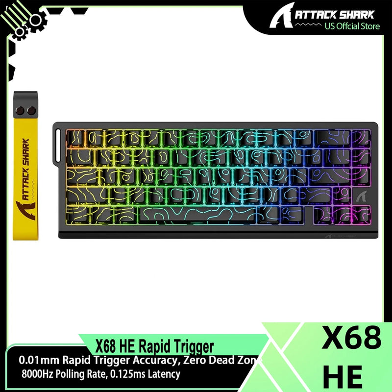 ATTACK SHARK X68 HE Wired Rapid Trigger Keyboard 60% Wired 8KHz Magnetic Switch Model