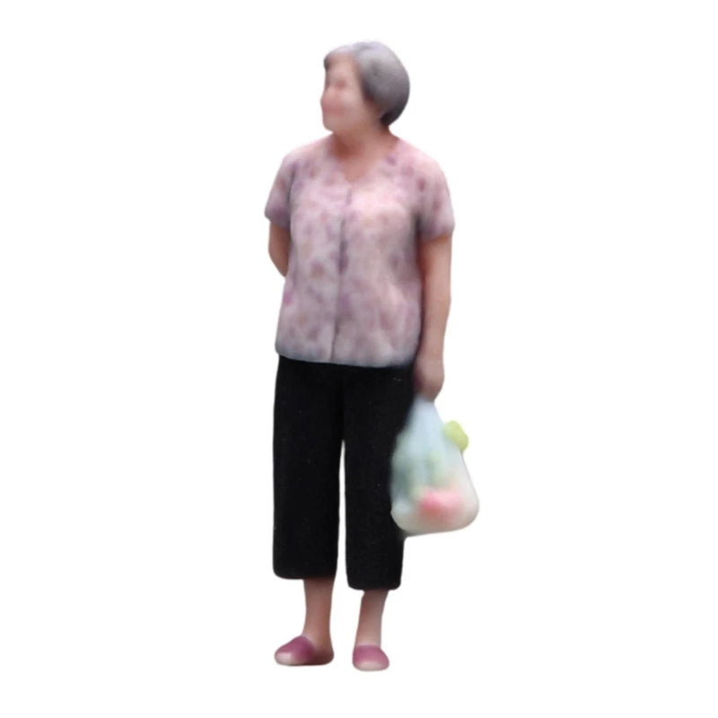 Figurine with Grocery Bag Painted Scale Model Person Realistic for Hobbyists Model