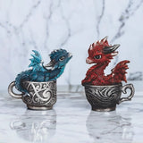 2-PC Set 4"H Dragon Cup Figurine Ornament Home Decor Unique Gift Model