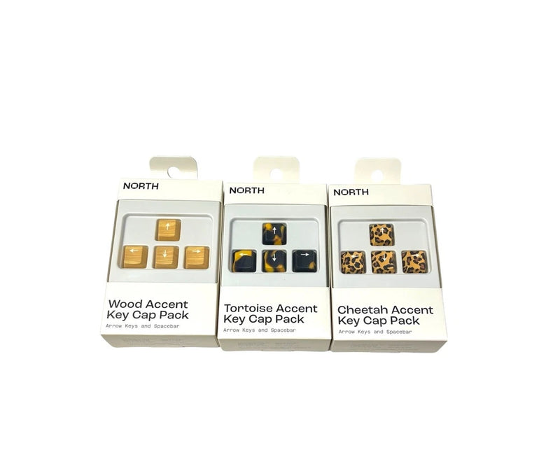 Lot of 3 North Figural Key Cap Pack Cheetah, Tortoise & Wood Accent NEW Model