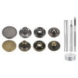 24Set 15mm Leather Snap Fastener Kit with 4 Install Tools, Gun/Bronze Model