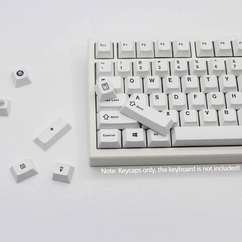 Pure White PBT Keycaps Set Cherry Profile 125keys for MX Mechanical Keyboards Model