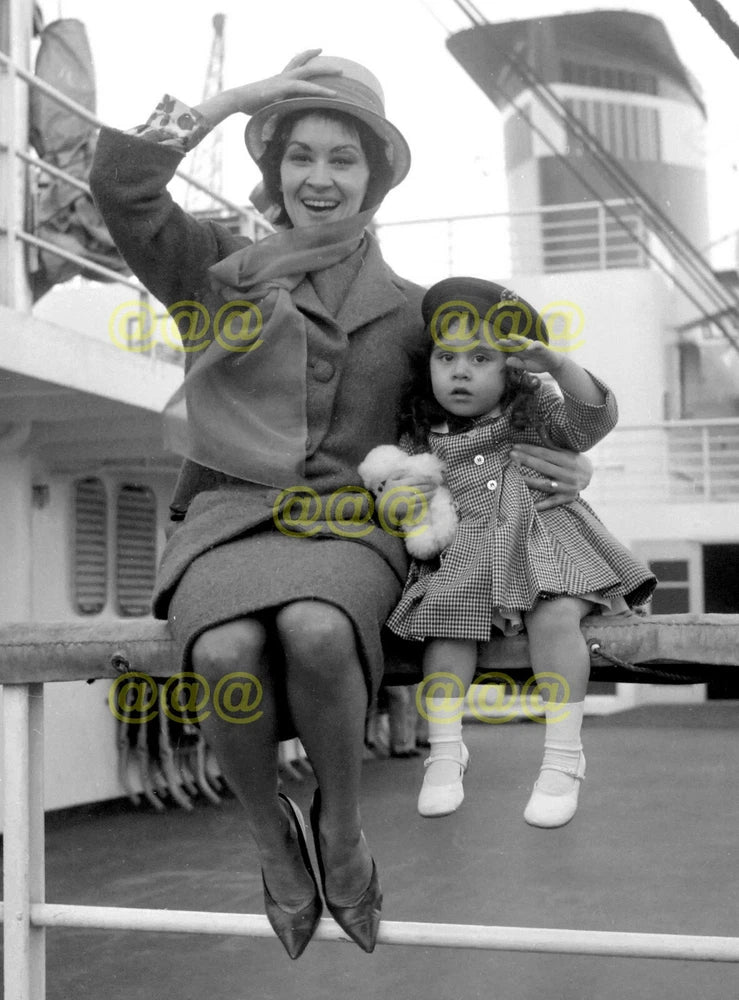 Photo - Chita Rivera & daughter on board SS United States at Southampton 1961 Model