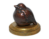 Song Bird Figurine Brown Ceramic on Gold Wood Display Base Model