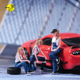 Miniature Figure Scene Props 1/87 3pcs Sexy Beauty Mechanic Model Diorama Sculpt Model