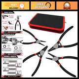 4-Piece Heavy-Duty Snap Ring Pliers Set - 7" Internal/External Circlip Kit w/ Po Model