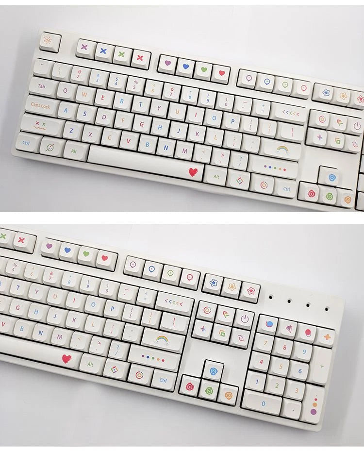 137 Keys XDA Cute Colour Pencil White PBT Keycap Set With ISO kits Model