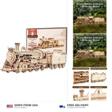 ROKR 3D Wooden Puzzle for Adults-Mechanical Train Model Kits-Brain Teaser Puz... Model