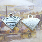 BLUK 50Pcs Superman Charms DIY Jewelry Making Pendants Antique Silver Charms