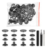 50Set Leather Snap Fasteners Kit 17mm Metal Snaps with 3 Setter Tools Gun-Black Model