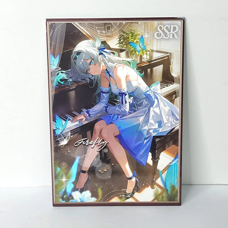 Firefly Piano Blue Dress Waifu Card Anime Girl Wall Art Oversized Board A5 Model