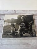 Vintage Photograph On Board Lady With Dog Model