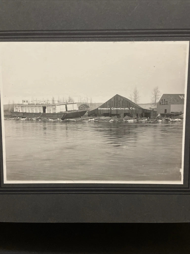 Antique Photo On Board Fairbanks Alaska Disaster Photo With Washed Up Boat Model