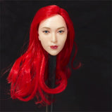 1:6 Scale Model Cute Expression Female Anime Beauty red hair Head Carving Model