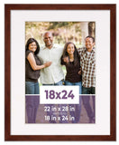 18x24 Frame Walnut With White Picture Mat For 18x24 Photo - Walnut 22x28 Frame T Model