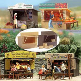 Busch 1055 HO 2 Stands/Market Stalls w/Crates Building Kit Model
