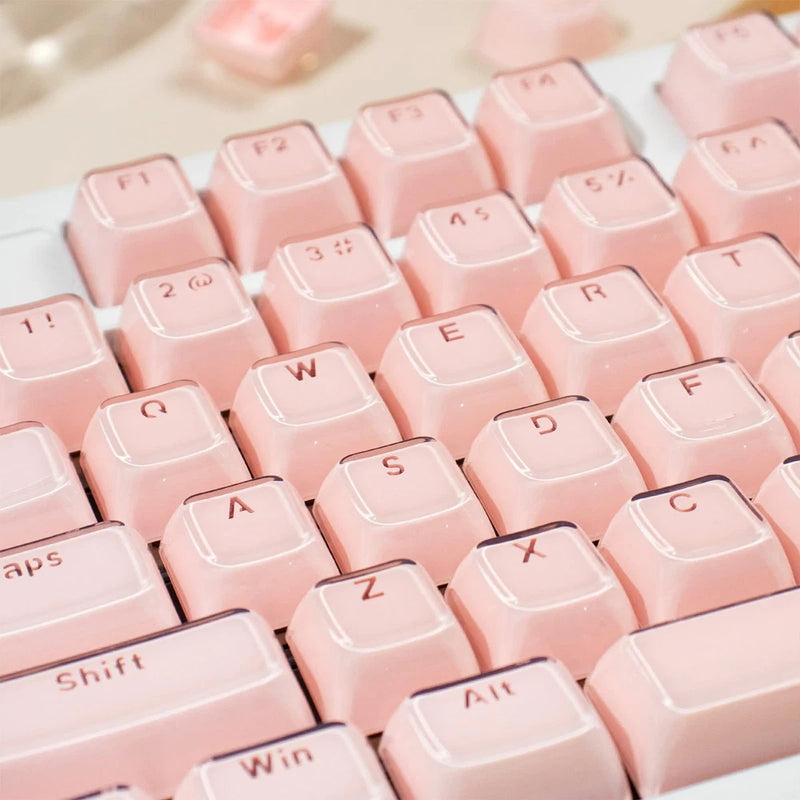135 Keys Pink Crystal Jelly Keycaps Translucent OEM Profile For Cherry MX Model