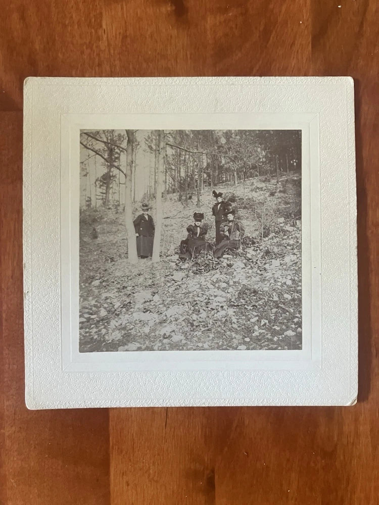 Group Of Women In The Woods Outdoors Fashion Antique Photo On Board 5 x 5 Model