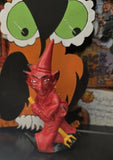 Vintage Halloween Inspired Red Imp Devil Figurine ? Retro Halloween Handpainted Model